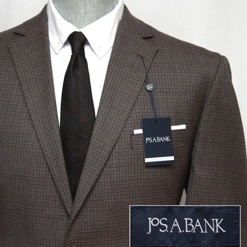 Jos A Bank‎ Mens Blazer 42R Traditional Fit Check Sportcoat D040214